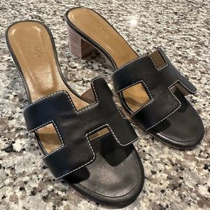 Hermes Shoes Hermes Black Leather Oasis Size 37